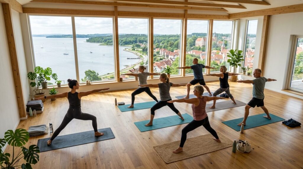 Aerial view of a yoga studio or wellness space in Sønderborg