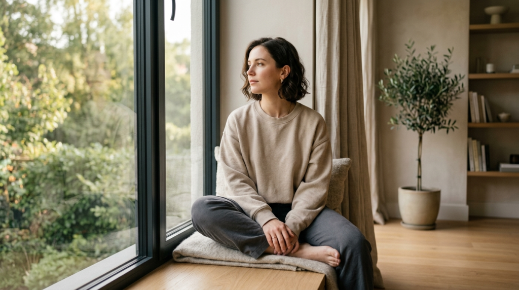 Candid lifestyle portrait of a person in premium casual stre